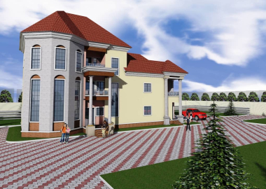 3D design of a 6 bedroom duplex with a penthouse